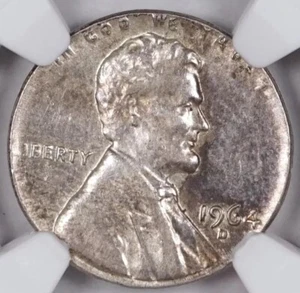 Silver 1964 D 1c On 10c Dime Planchet Rare Error coin Struck Off Metal NGC AU55 - Picture 1 of 4