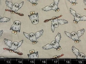 Tina Scrap 9"x21" Harry Potter Wizarding World Owl Bird Wand FABRIC COTTON - Picture 1 of 1