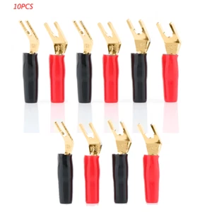 10PCS HiFi Spade Plug Gold/Rhodium/Copper Plated Speaker Connectors Terminal DIY - Picture 1 of 22