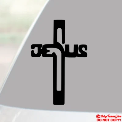 JESUS CHRIST CRUCIFIXION CRUCIFIX CHRISTIAN CROSS Vinyl Decal Sticker Car Window - Image 1 of 2