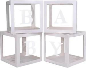 Scatole per Bambini con 4 PEZZI Lettere per Doccia Bianco Trasparente Palloncini Box - Foto 1 di 7