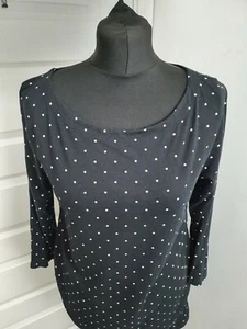 H&M Mama Black & White Polka Dot Maternity Long Sleeve Top Size Large Cotton - Picture 1 of 9