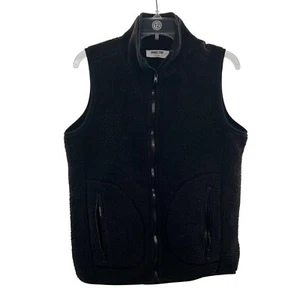 Double Zero Fleece Vest Womens Size Small Black Full Zip Collared Zip Pockets - Picture 1 of 9