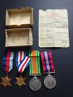 WW2 SET 4 MEDALS BOXED 1939-45 - FRANCE AND GERMANT STARS DEFNCE AND WAR MEDALS