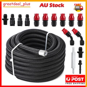 6AN PTFE Fuel Line Kit Nylon Stainless Steel Braided Fuel Hose EFI E85 3/8" 26FT - Picture 1 of 18