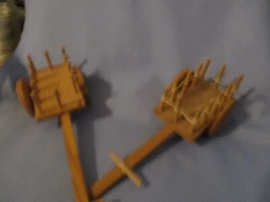 TC- Folk Art Vintage Pull Cart Wagon Wooden - Picture 1 of 5