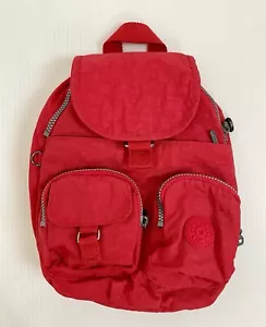 Small Kipling Firefly Backpack Cute Red Bag Womens, Lots Of Pockets - Picture 1 of 16