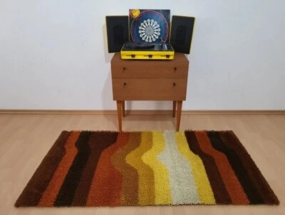 Alfombra de lana DESSO NYLETT dralon amarillo mostaza marrón vintage años 70 mediados de siglo Foto 1 de 4