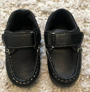 Josmo Dominic Black Loafer Boat Walking Shoes Boys Toddler Size 5 Hook and Loop 