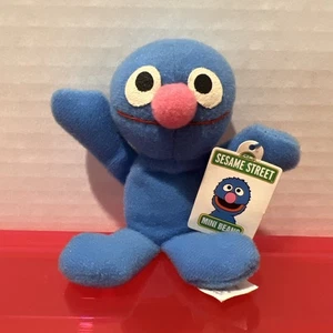 Vintage 1999 Sesamstraße Kelloggs Mini Bohnen 4 Zoll Plüschtier mit Etikett Grover - Bild 1 von 6
