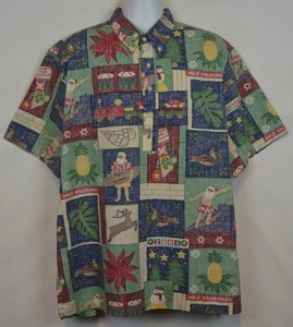 Reyn Spooner Mele Kalikimaka 2001 Hawaiian Shirt Pullover Mens 2XL Reverse Santa - Picture 1 of 13