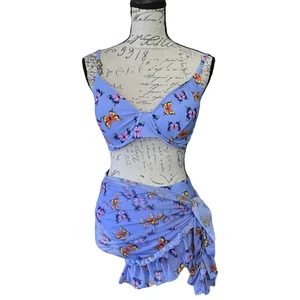 Lila Schmetterling Bikini Pareo Sarong 3-teiliges Bikini Set Größe 2XL - Bild 1 von 5