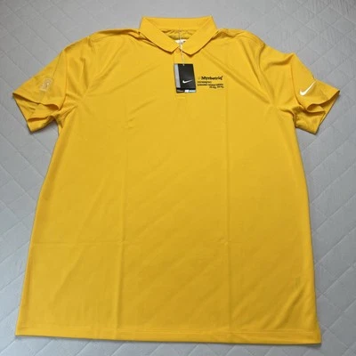 Nike Golf Shirt Men’s 2XL Standard Fit PGA Tour Custom Embroidered Yellow - Image 1 of 4