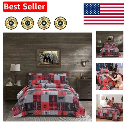 Queen Size Rustic Quilt Set - Plaid Quilts with 2 Pillow Shams - Lightweight,... - Image 1 of 4