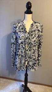 J. Jill Floral Blouse. Blue/White. Long Sleeve. Size Small - Picture 1 of 11