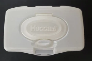 Vintage Huggies Feuchttücher weiß Behälter volle Größe LEER Karton nachfüllbar Babytücher - Bild 1 von 6