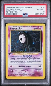 2001 POKEMON NEO DISCOVERY 14 UNOWN A HOLO 1ST EDITION PSA 8 NM MT - Picture 1 of 2