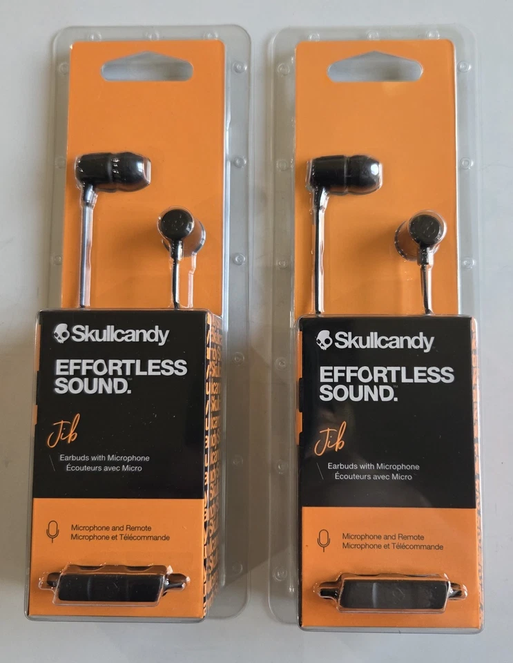 LOT OF 2 Skullcandy Jib Wired Inner Ear Earbuds, 3.5mm Jack, Black, BRAND NEW - Image 1 of 4