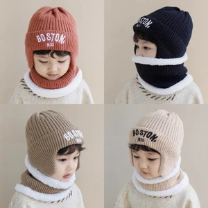 BOSTON Embroidery Scarf Hat Set Warm Neck Warmer Pullover Cap Outdoor Sports - Picture 1 of 15