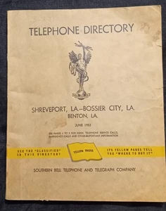 Rare 1952 SHREVEPORT BOSSIER BENTON LA Southern Bell Telephone Book Yellow Pages - Picture 1 of 19