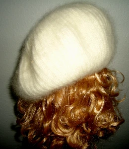 Cappello donna ARIS USA in maglia di lana angora avorio taglia unica - Foto 1 di 6