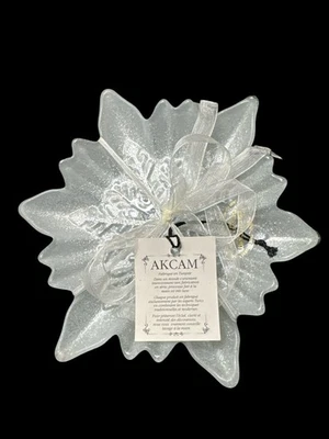 Platos de postre de vidrio AKCAM plateado brillante copo de nieve Foto 1 de 3