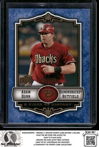 Upper Deck A Piece of History #4 2009 Adam Dunn azul/299 Diamondbacks 3,1A - Imagen 1 de 2