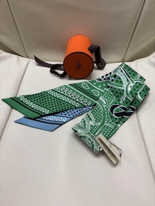Twilly Apron Doll Bandana HERMES Unused Women Silk Elegant Green Blue White - Picture 1 of 12
