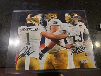 JADEN GREATHOUSE RILEY LEONARD Signed 8x10 Notre Dame Photo AUTO PSA - Image 1 of 4
