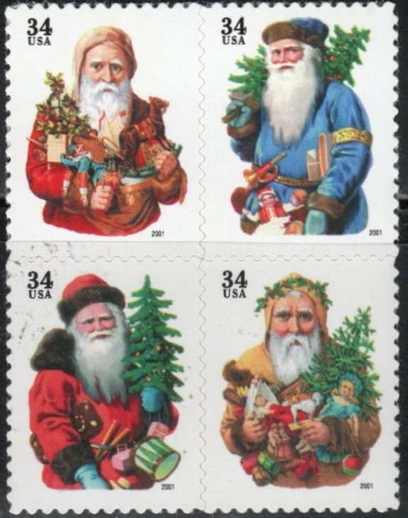US Scott #3540b, Block of 4, "Christmas Santas", MNH - Image 1 of 1