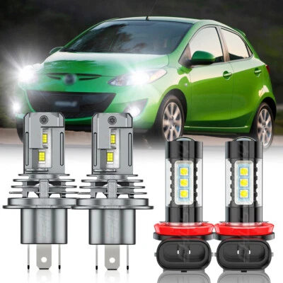 Para Mazda 2 2011-2017 4X Faro LED haz alto/bajo + Kit de faros antiniebla 6000K Foto 1 de 4