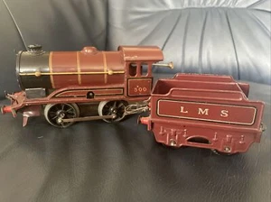 HORNBY O GAUGE RARE LMS BROWN/RED 0-4-0 No.500 CLOCKWORK AND TENDER VGC SEE/READ - Picture 1 of 10