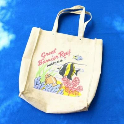 Bolso de Mano de Lona Gran Barrera de Coral Australia De Colección Souvenier Sailcloth IC Foto 1 de 4