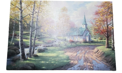 Thomas Kinkade The Aspen Chapel Gallery Wrapped Canvas 24" x 36" with COA - Image 1 of 2