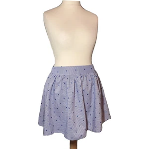 Fine Stripe Flare Mini Skirt Size 12 White Blue Ra-Ra Skirt Nautical Floral - Picture 1 of 8