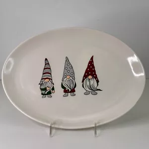 Oval Ceramic Platter - Gnome Gathering Boston International New - Picture 1 of 5