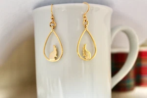 Gold Plated Bunny Rabbit Earrings - Picture 1 of 2