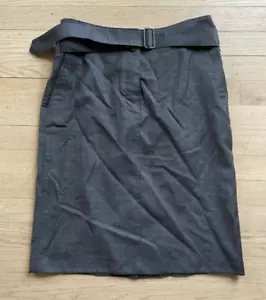 TSE Women's Straight Pencil Skirt Knee Length Belted Slash Pockets Gray 2 - Picture 1 of 10