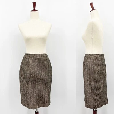 Doncaster Mujer 6 Marrón 100% Seda Tweed Lápiz Falda Recta Forrada Academia Foto 1 de 4