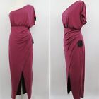 Lulu's Womens Large Washed Me Out Plum Purple One Shoulder Roman Maxi Dress