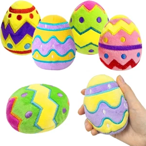 4 Pcs Easter Plush Eggs Basket Goodie Bags Stuffers Plushies Playset Basket Fill - Picture 1 of 6