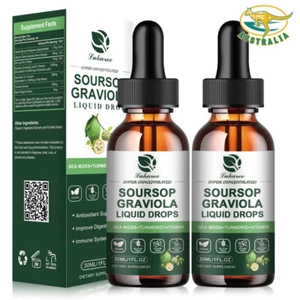 2 Bottles Pure Organic Soursop Extract, Soursop Graviola Liquid Drops 60ml - Picture 1 of 10