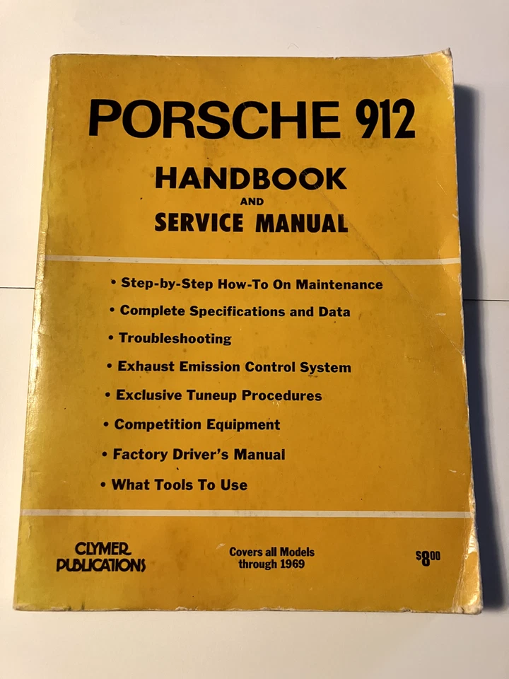 PORSCHE: 912, manual y manual de servicio, cubre todos los modelos hasta 1969-Clymer Foto 1 de 1