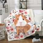 Guinea Pig Blanket for Boys Girls Red Roses Sherpa Blanket Twin Size Cute Animal