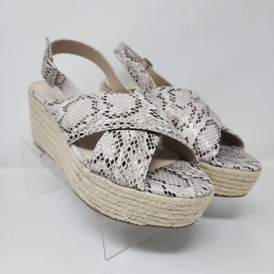 Bar III Wedge Espadrille Womens 11 Beige Bianka Slingback Strap Sandals Snake - Image 1 of 4