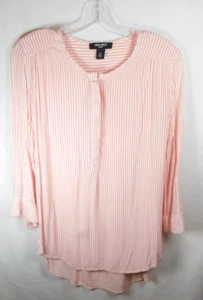 Nine West Jean's Womens Pink & White Stripe Pullover Blouse Size L - Picture 1 of 4