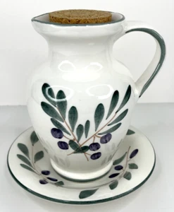 Fortebraccio Ceramic Pitcher Plate White Olive Branches Signed Numbered Italy - Picture 1 of 12