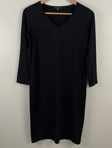 Eileen Fisher Womens XS Black V Neck Viscose Blend Dress - Picture 1 of 4