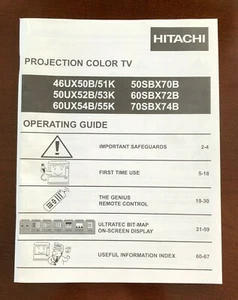 Hitachi Projection Color TV Operating Guide - Picture 1 of 4