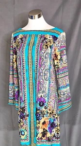 Beige by eci - Geometric Pattern Shift Dress - Size 10 - Picture 1 of 2